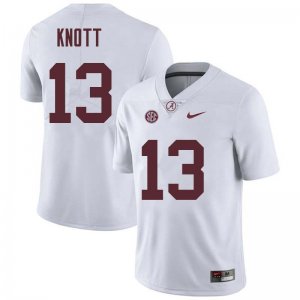 NCAA Men's Alabama Crimson Tide #13 Nigel Knott Stitched College Nike Authentic White Football Jersey AB17T01FO